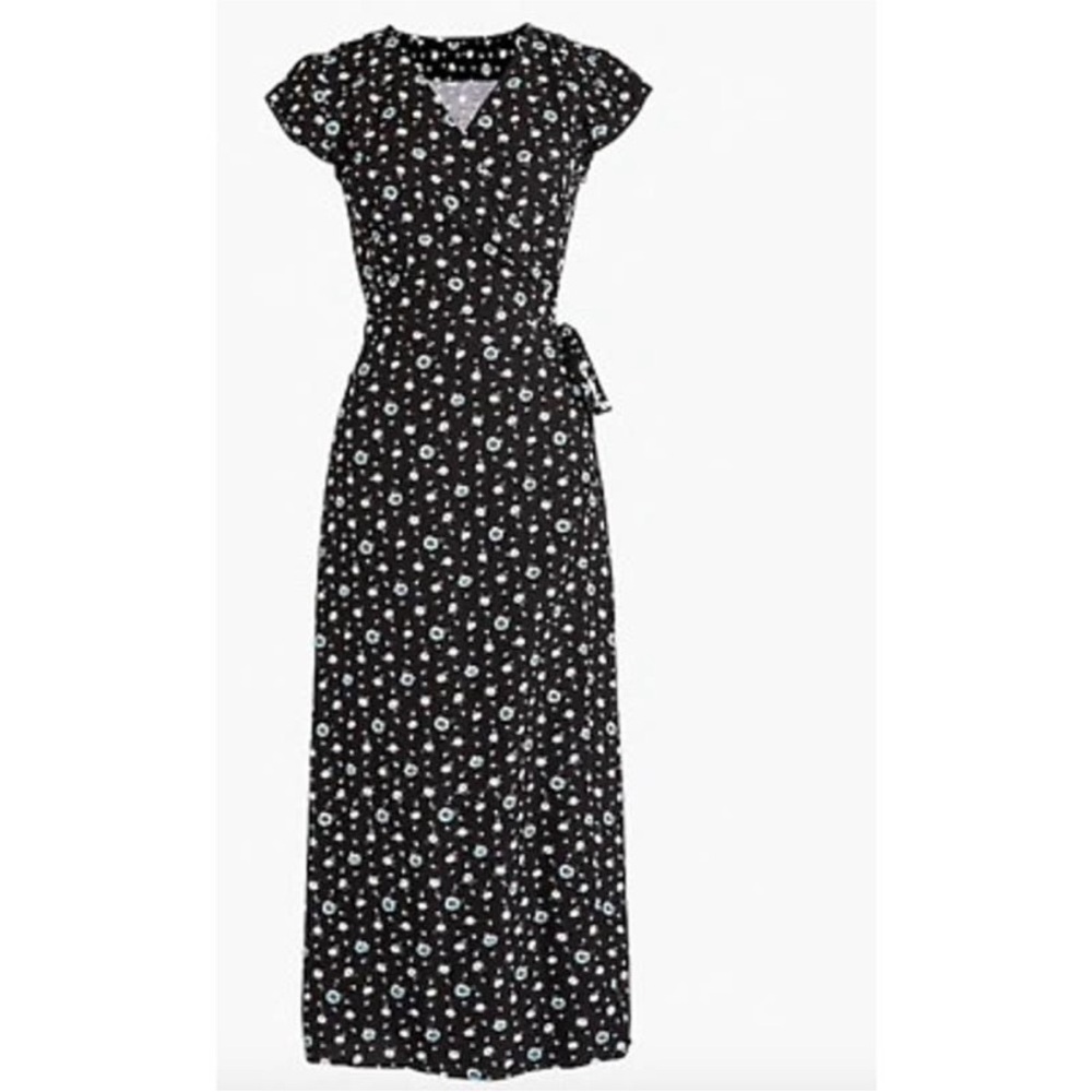 NWT J. Crew Mercantile Blue White Daisy Wrap Dress